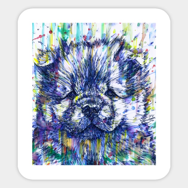 CHOW CHOW PUPPY - watercolor and ink portrait Sticker by lautir